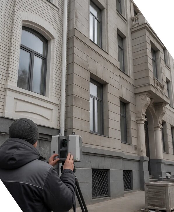 Лазерное сканирование фасадов зданий для обследования в Лесосибирске